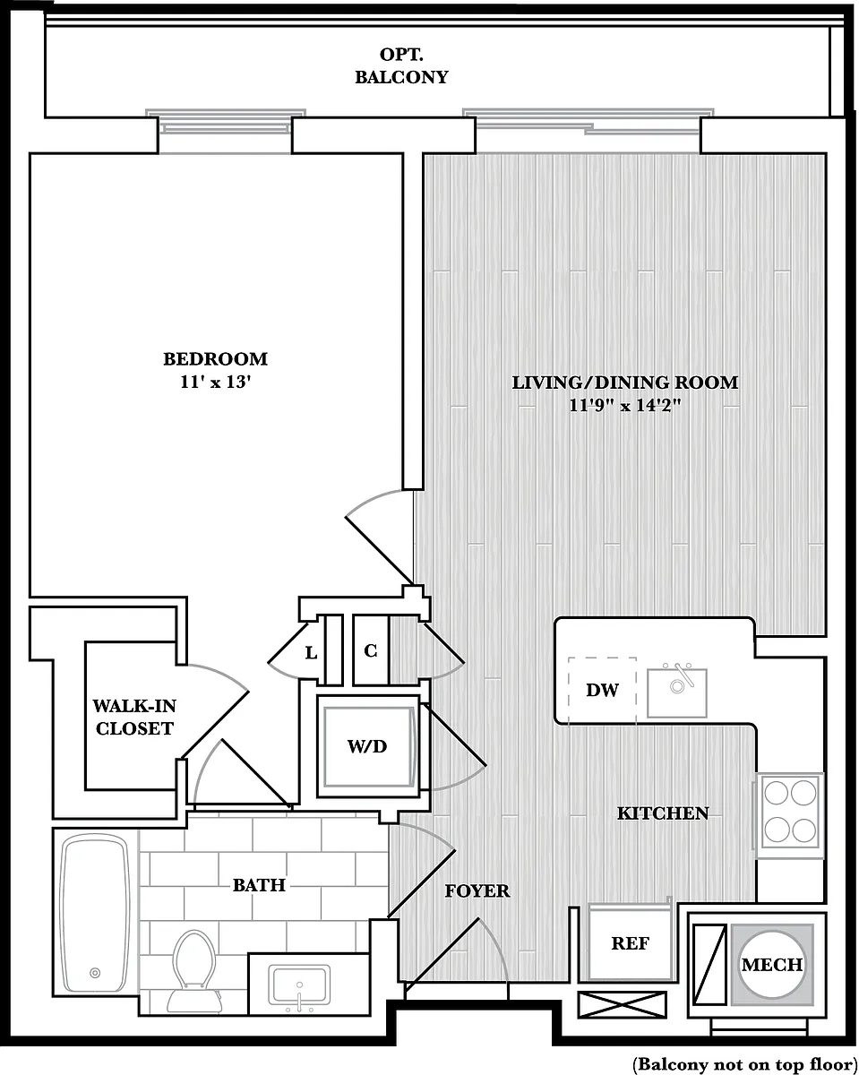 Floor plan 1 Bed/1 Bath