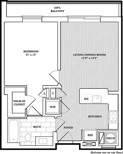 Floor plan 1 Bed/1 Bath