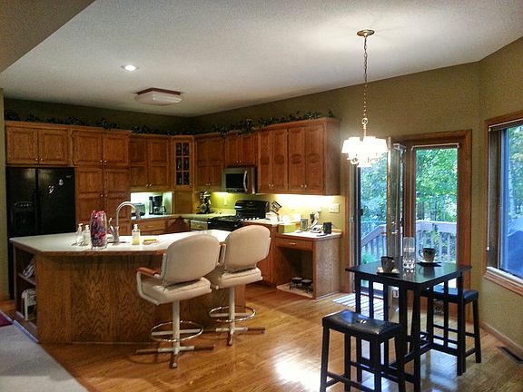 Kichen view w/ oak cabinets