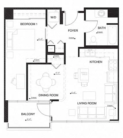 Floor plan 1J w Balcony Renovation 2