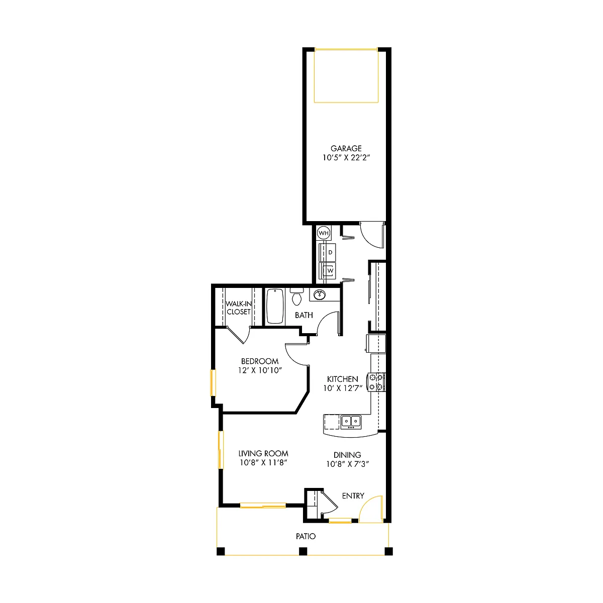Floor plan North A1 1x1 with Garage