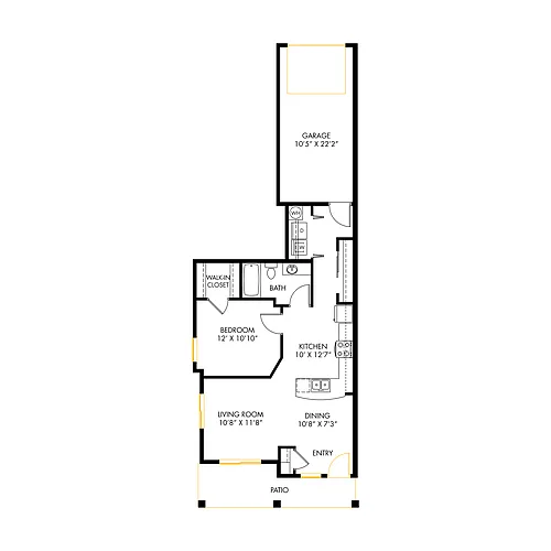 Floor plan North A1 1x1 with Garage