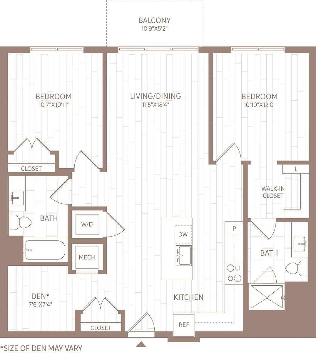 Floor plan 2 Bed/2 Bath Den-BD1