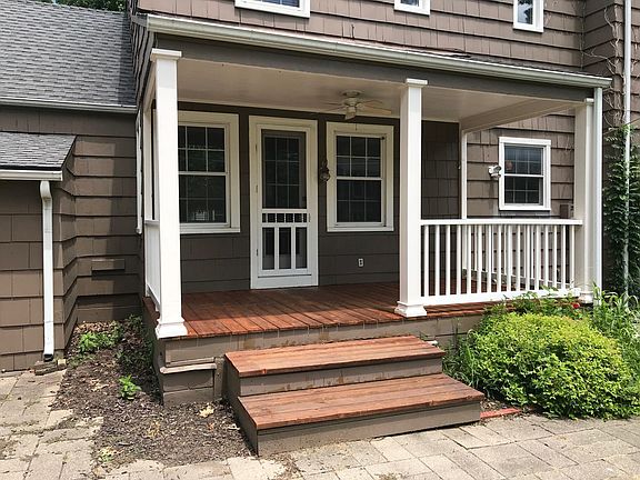 back porch with cedar flooring
