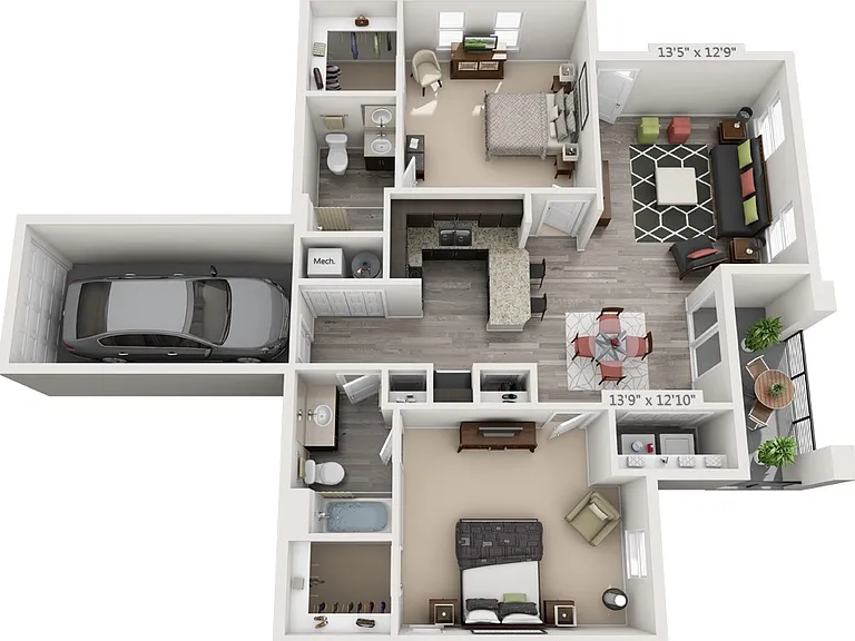 The Cooper 202 - 2x2 Garage - 2 Beds - 2 Baths - 1119 Sq. ft.