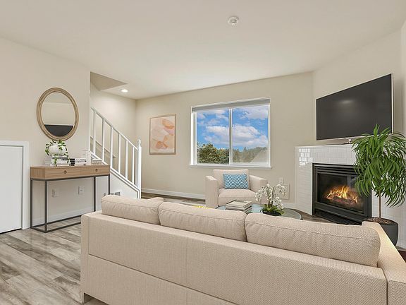 virtual staged living room, gas fireplace
