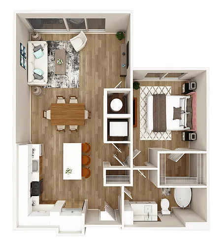 Floor plan 1 Bed 1 Bath Large