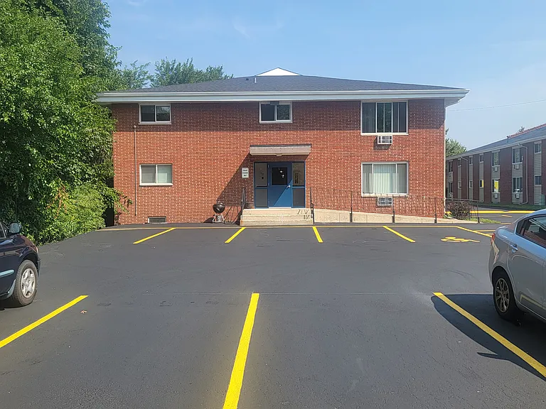 back entrance/ample parking