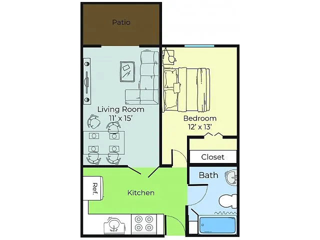 Floor plan 1 Bedroom 1 Bath