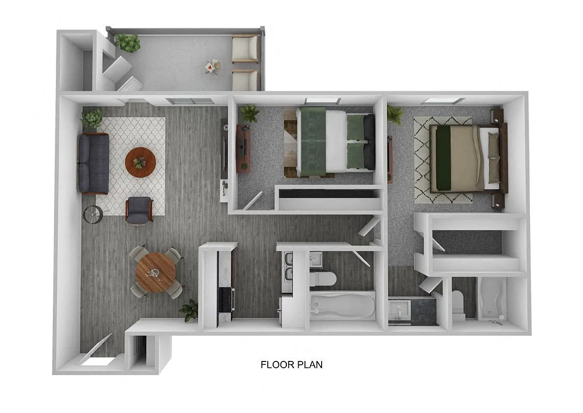 Floor plan Two Bedroom Two Bath