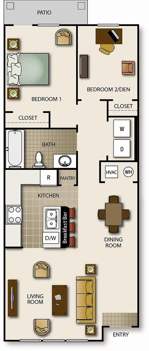 Floor plan Senior Cottage- Two Bedroom One Bath