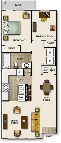 Floor plan Senior Cottage- Two Bedroom One Bath