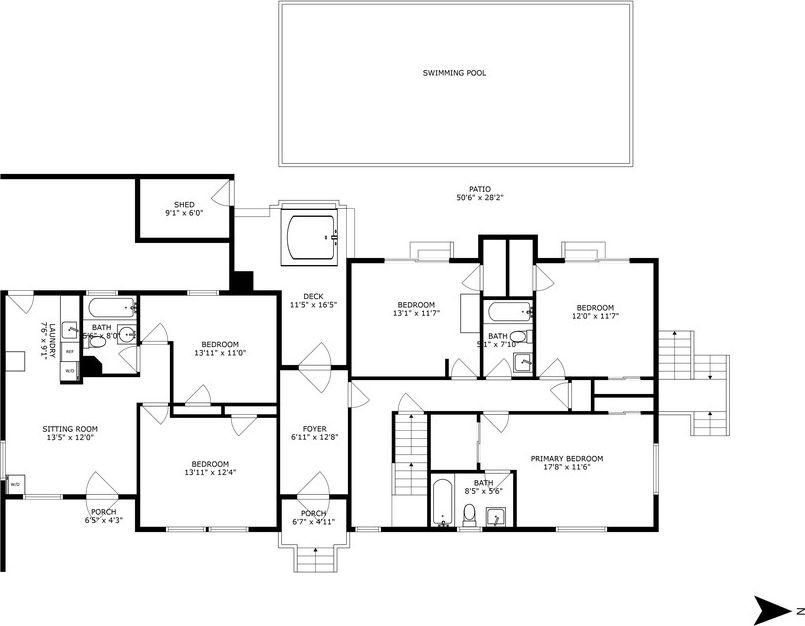  First Level bedrooms, Baths and cottage
