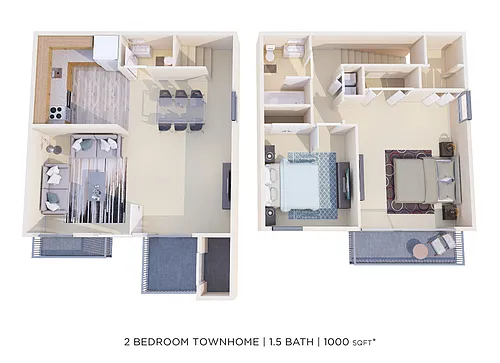 Floor plan Two Bedroom 1.5 Bath