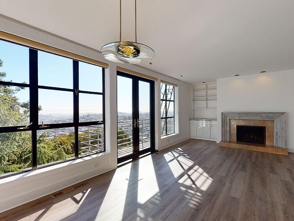 Expansive living room with fireplace