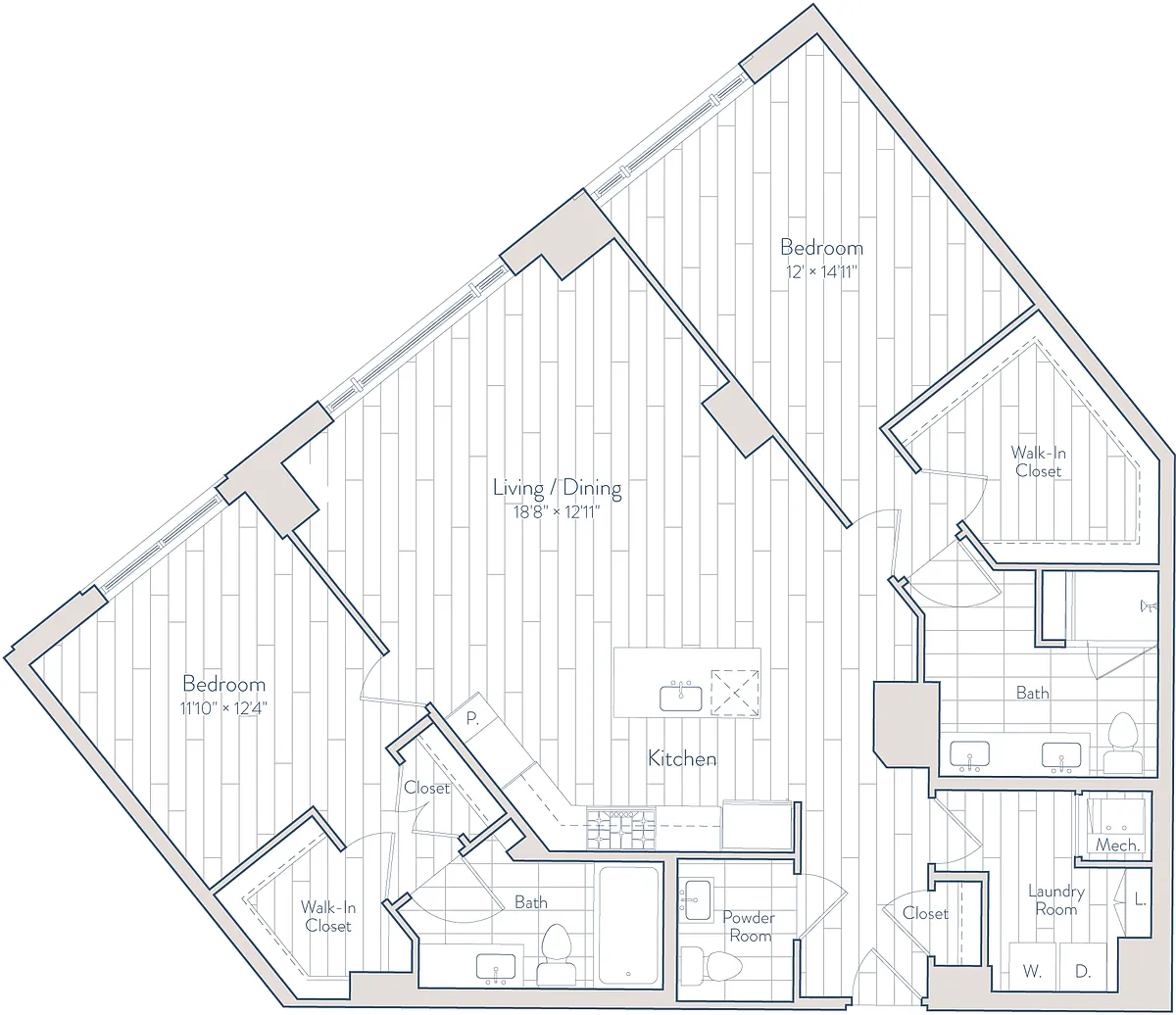 Floor plan 2 Bed/2.5 Bath-E7-1