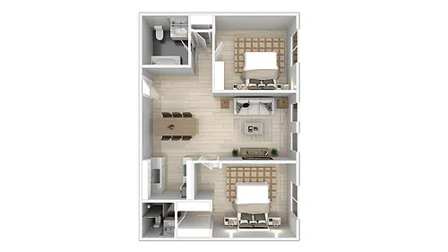 Floor plan Two Bedroom Two Bath