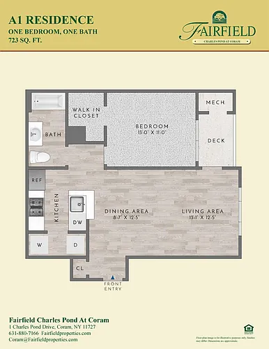 Floor plan A1 Residence 1BR - Twain