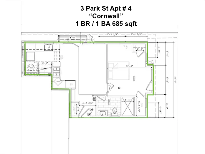 Floor plan Deluxe 1 BR and 1 BA Suite