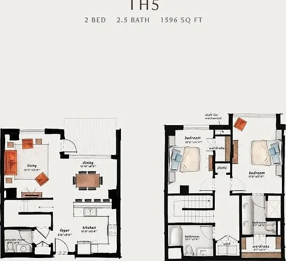 TH5 | 2 Bed 2.5 Bath 1,596 square feet TH5 | 2 Bed 2.5 Bath 1,596 square feet