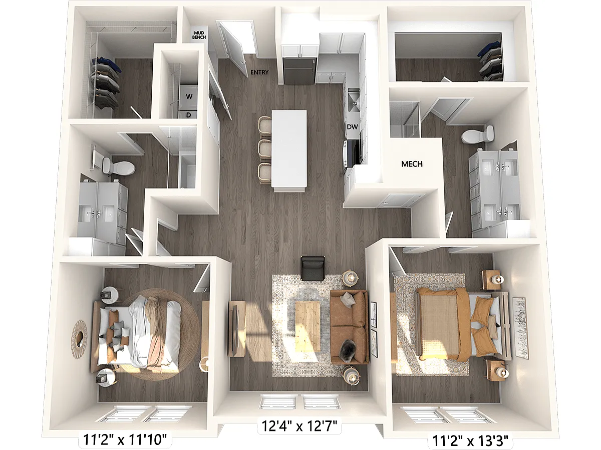 Floor plan B1-1175sf-202-649