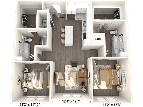 Floor plan B1-1175sf-202-649