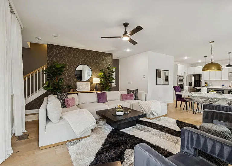 View into the living room - sectional is now gray