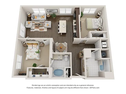 Floor plan B6: 2 Bed 2 Bath