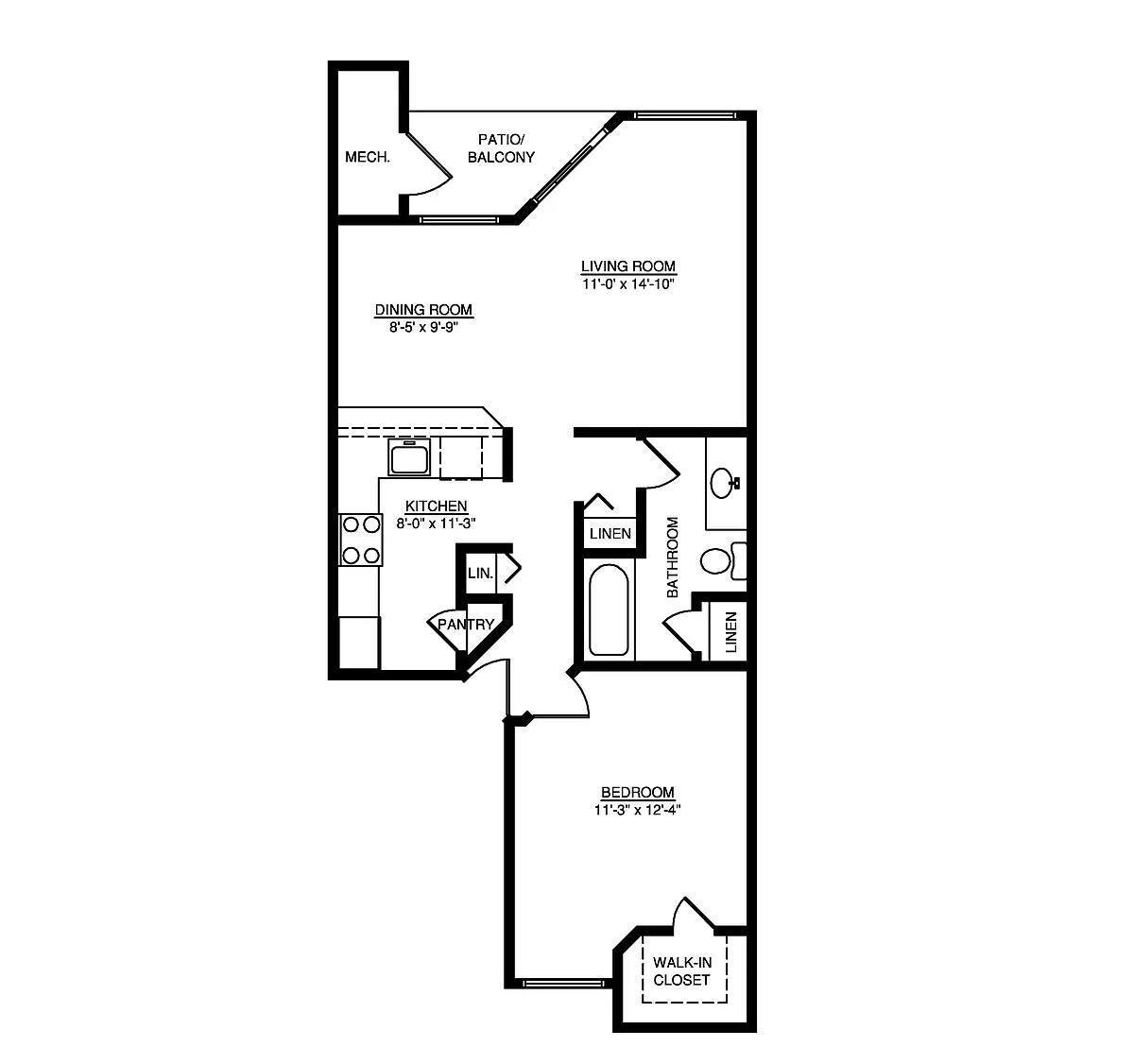 Floor plan 1 Bedroom 1 Bathroom