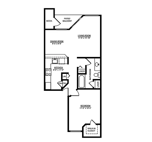 Floor plan 1 Bedroom 1 Bathroom