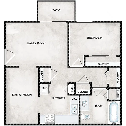 Floor plan 1 Bedroom 1 Bathroom