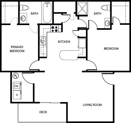 Floor plan 2-Bedroom, 2-Bathroom