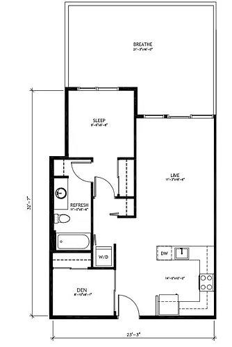 Floor plan 1x1 + Den - C9