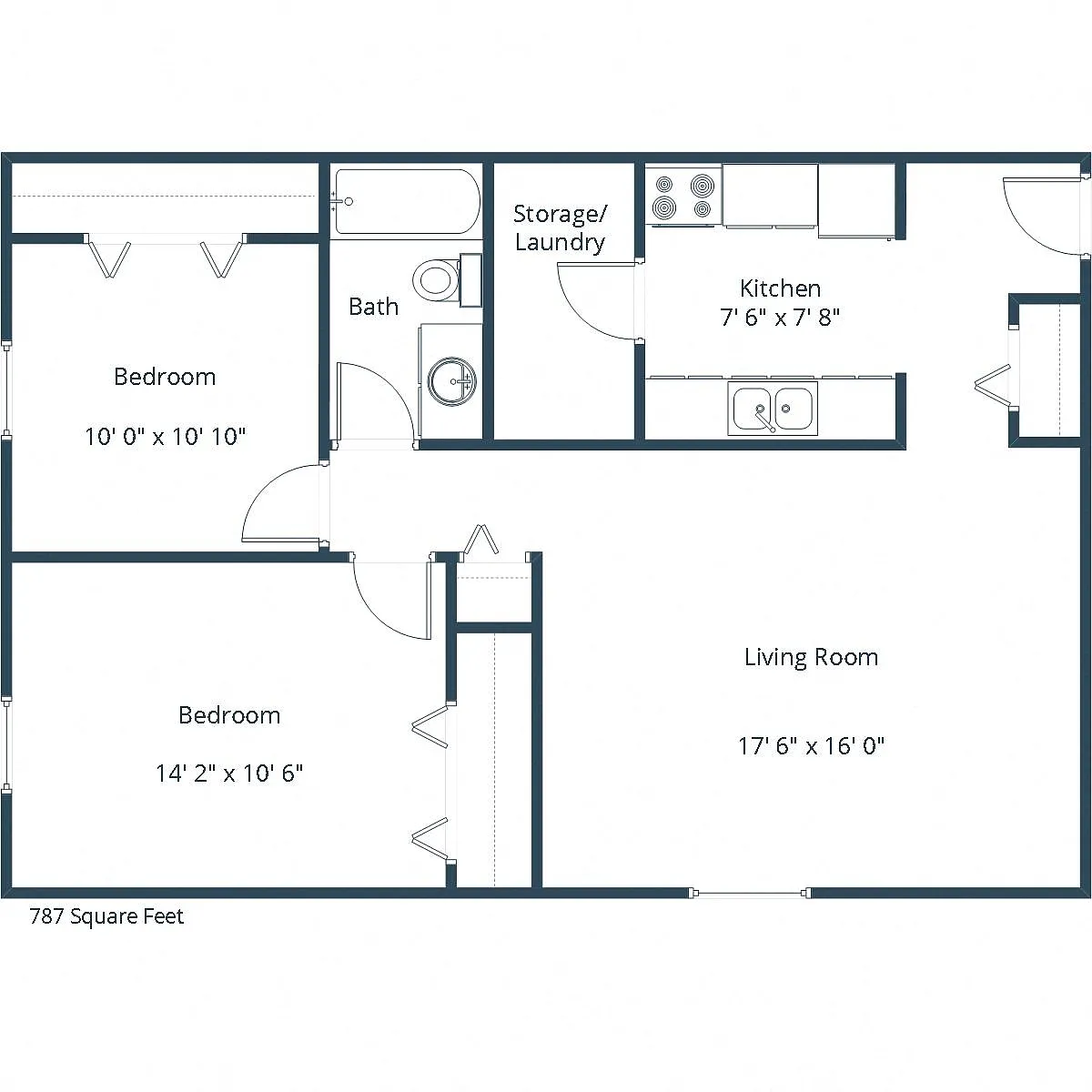 Floor plan Two Bedroom 21B