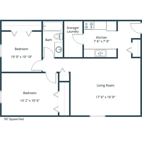 Floor plan Two Bedroom 21B