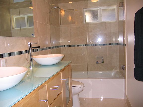 Hall Bath with Marble Maple and Glass