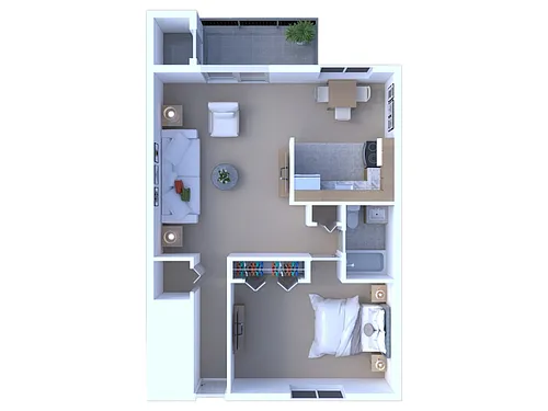 Floor plan 1BR - 1BTH Renovated