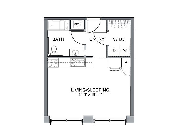 One of three studio floor plans