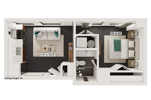 Floor plan Breezer - 1 Bed, 1 Bath