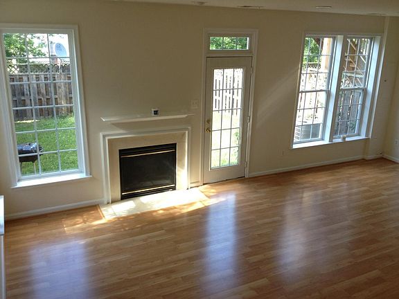 large basement with fire place