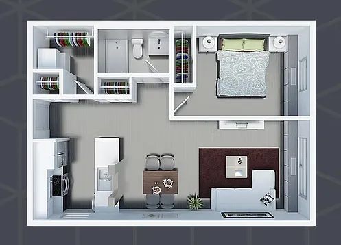 Floor plan 1 Bedroom - Corner