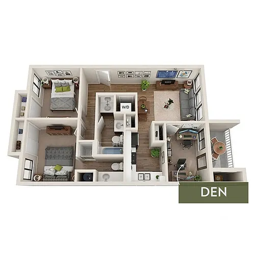 Floor plan 2BR/2BA - DEN