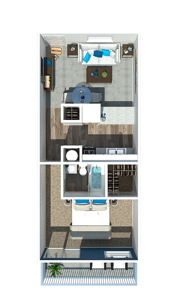 Floor plan Junior One Bedroom | One Bathroom
