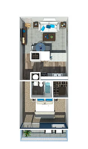 Floor plan Junior One Bedroom | One Bathroom