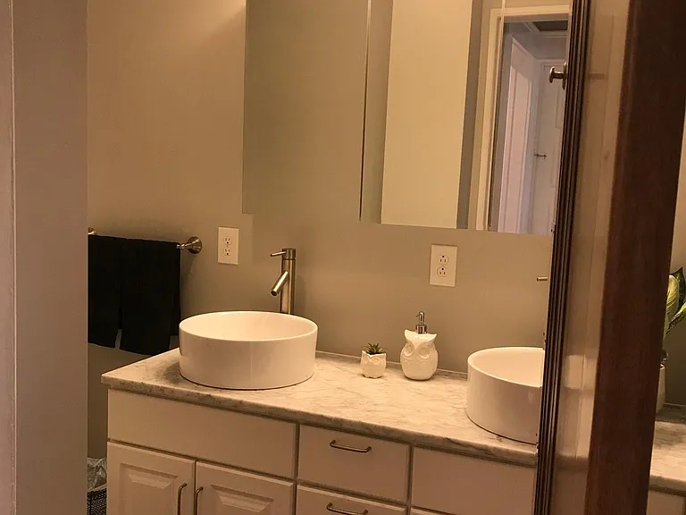 First floor double vanity half bathroom