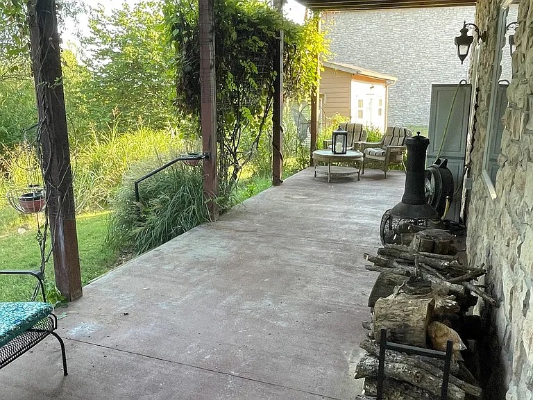 Patio with wood & chiminea