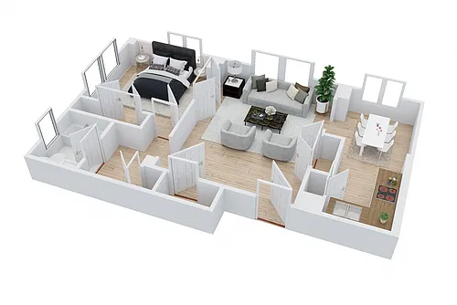 Floor plan One Bedroom One Bath - EMB780