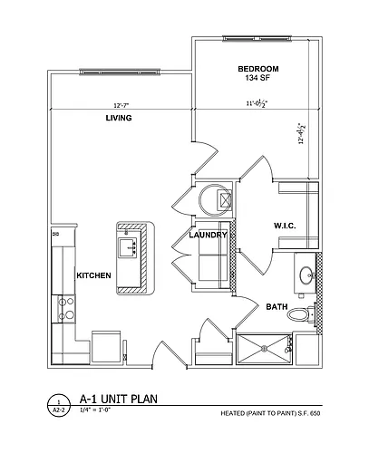 Floor plan 1 Bed 650 sf