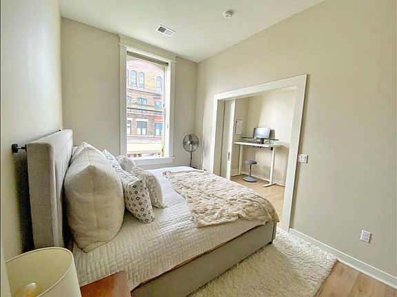 Bedroom accommodates a king bed.