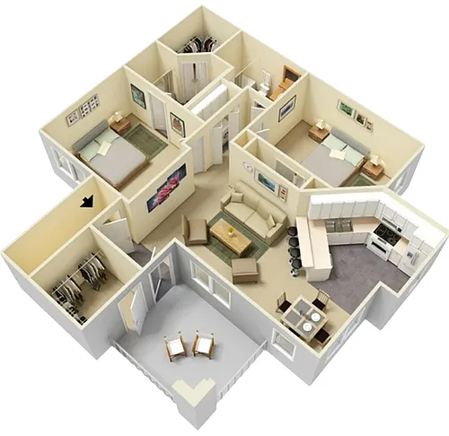 Floor plan Two Bedroom Two Bath B